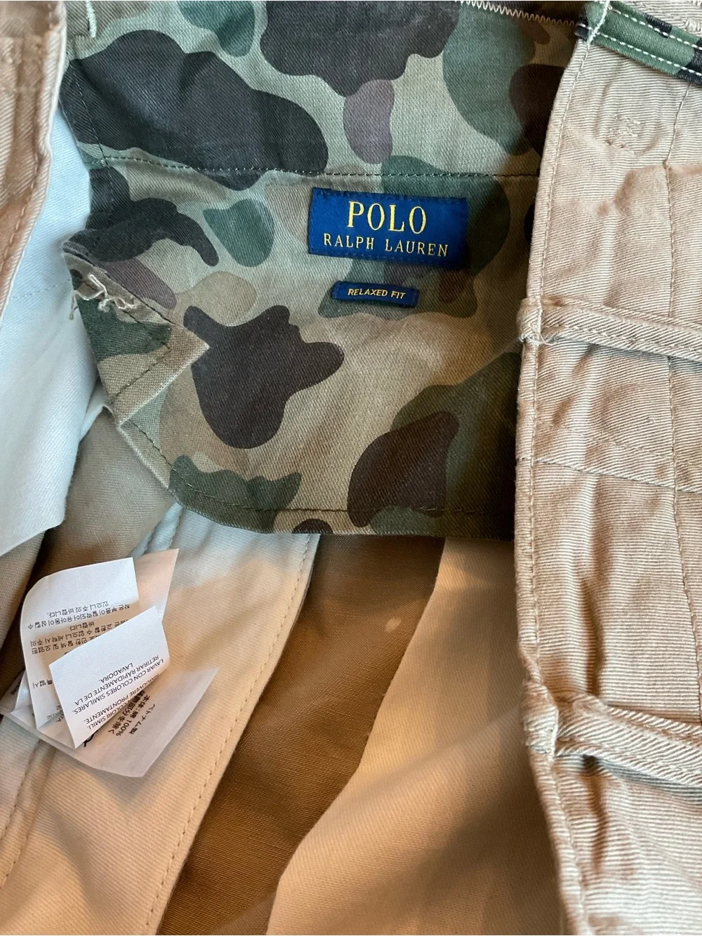 POLO Ralph Lauren KHAKI Distressed Repaired Relaxed Fit Chino Pants sz 38-30 T86